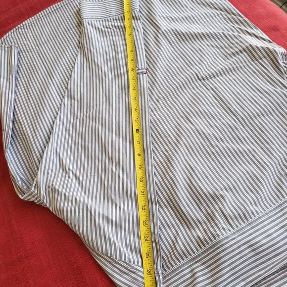 Men's XL Transcript long-sleeved button down casual shirt - grey striped cotton - Picture 3 of 8